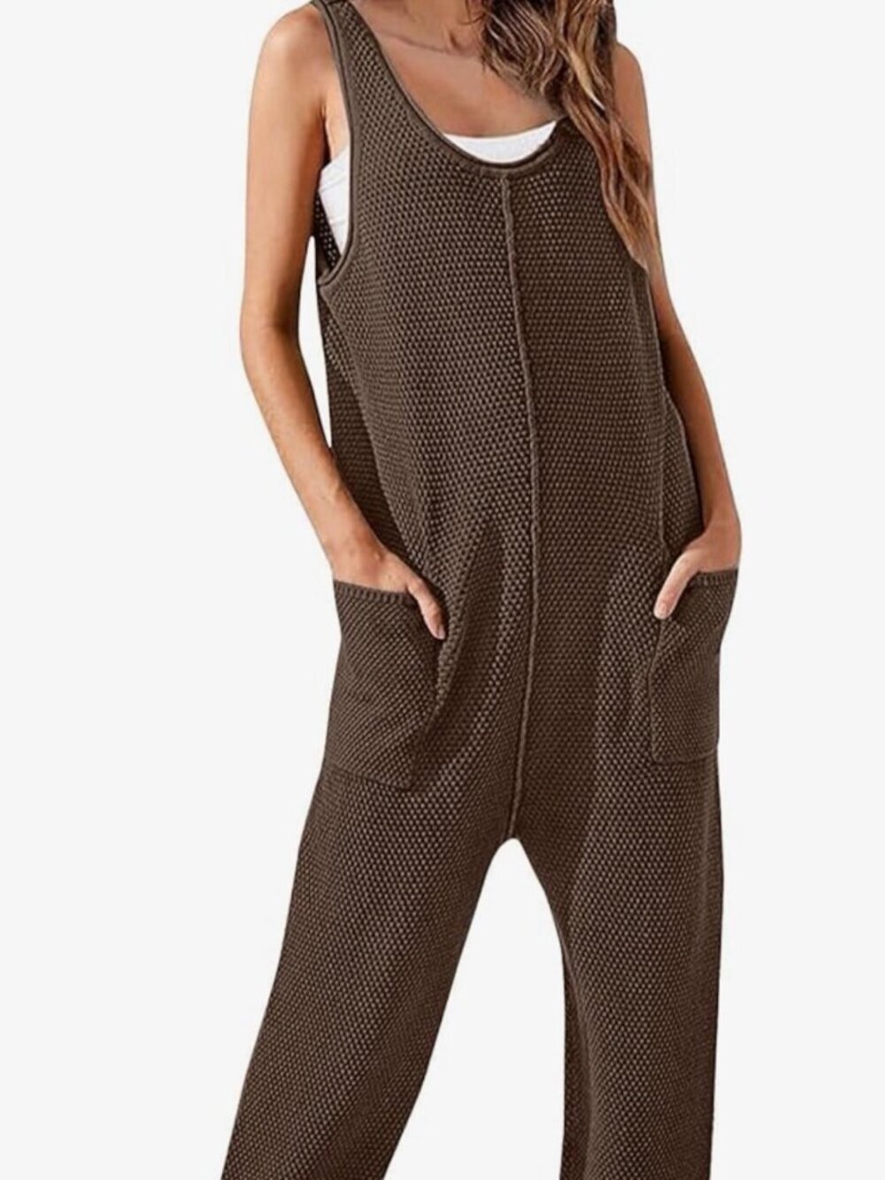 Ces Femme Brown Sweater Knit Jumpsuit